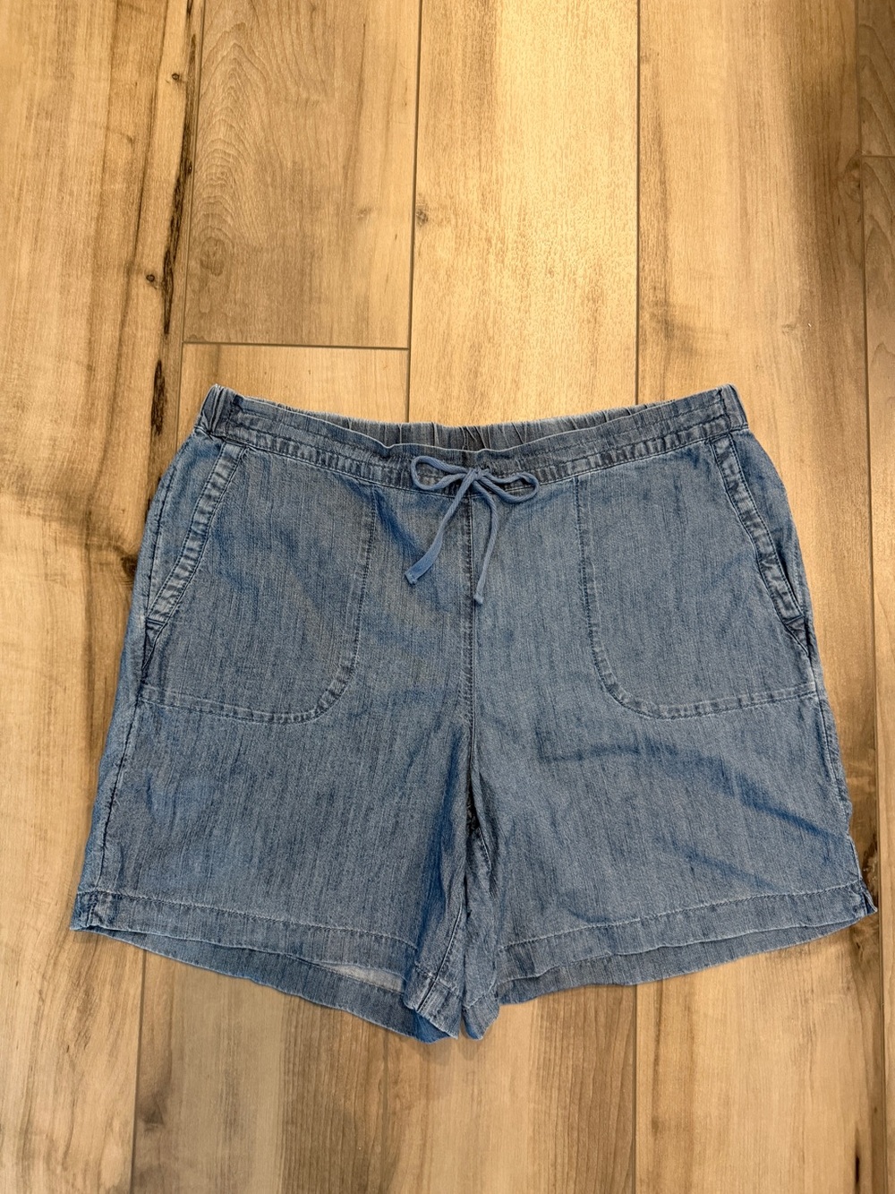 J Jill Relaxed Drawstring Denim-Blend Women's Shorts - Light Blue